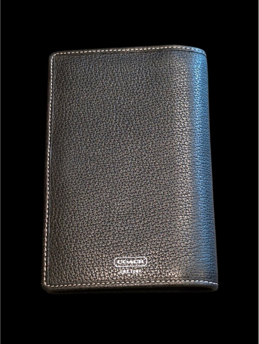 Coach Black Leather Address Book Organizer with Tabs 2023-24